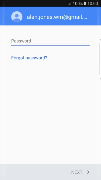 Press the text input field and key in the password for your Google account.