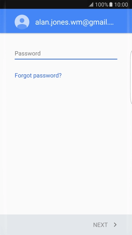 Press the text input field and key in the password for your Google account.