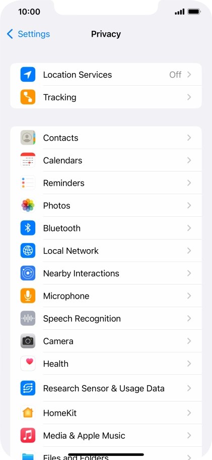 Press Location Services.