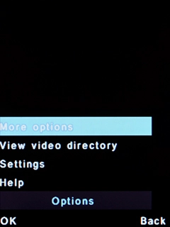 Select Settings and press the Left selection key.