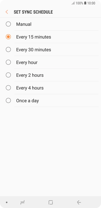 Press the required setting.