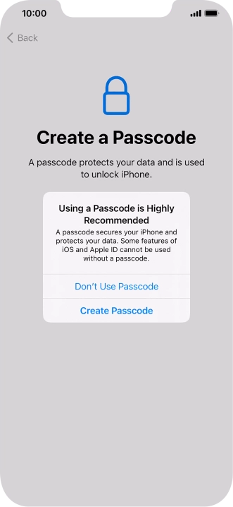 If you turn off the function, press Don't Use Passcode. If you turn off the function, press Don't Use Passcode.