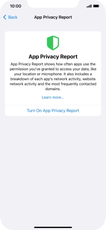 Press Turn On App Privacy Report to turn on the function.
