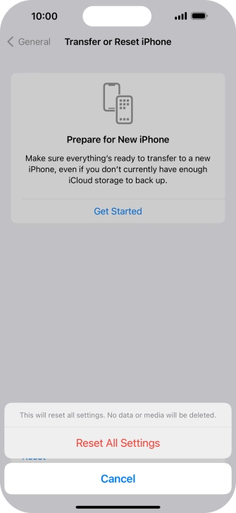 Press Reset All Settings.