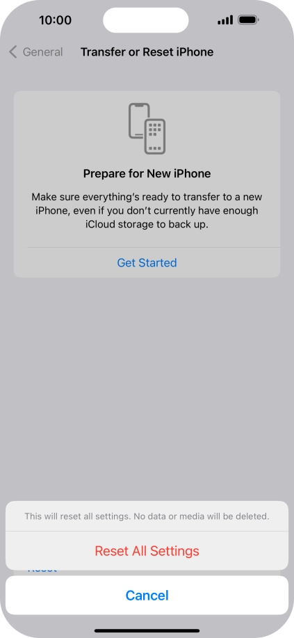 Press Reset All Settings.