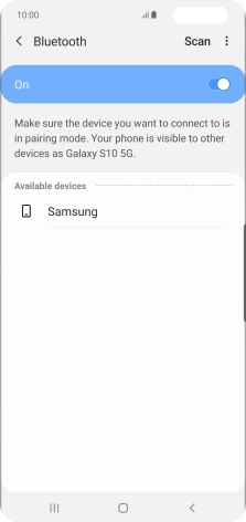 Press the required Bluetooth device and follow the instructions on the screen to pair the device with your phone.
