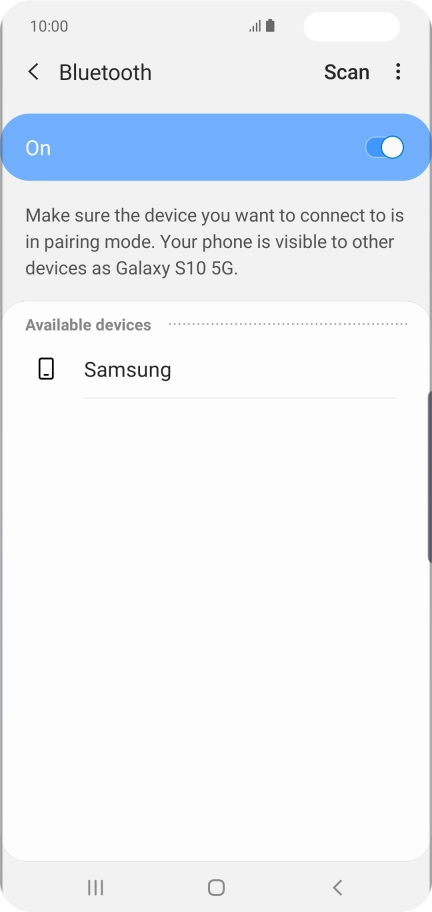Press the required Bluetooth device and follow the instructions on the screen to pair the device with your phone.