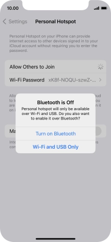 If Wi-Fi is turned on, press Wi-Fi and USB Only.
