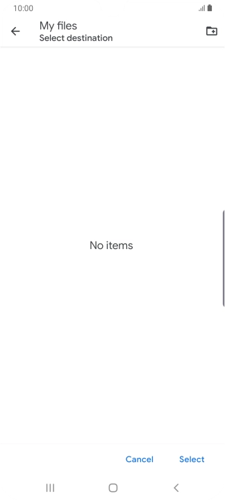 To create a new folder, press the new folder icon and follow the instructions on the screen to create a new folder.