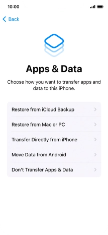 Press Don't Transfer Apps & Data and follow the instructions on the screen to finish the activation.