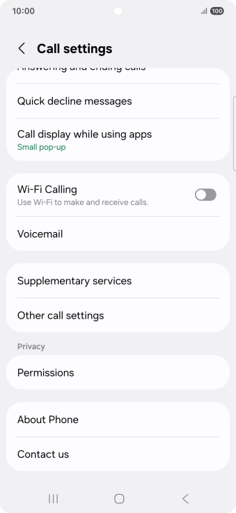 Press Supplementary services.