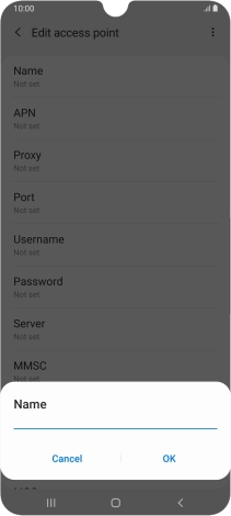 Key in Vodafone Internet and press OK.