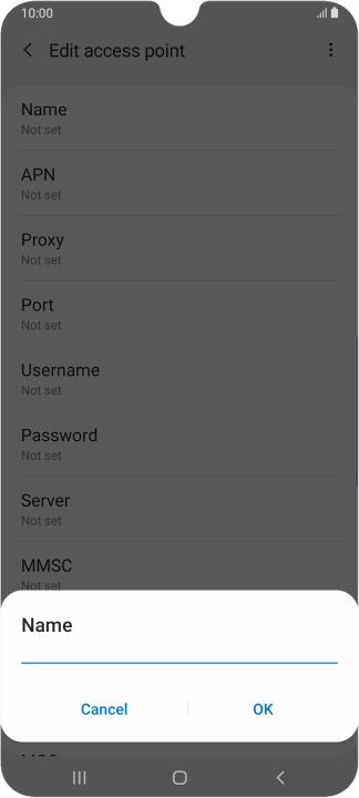 Key in Vodafone Internet and press OK.