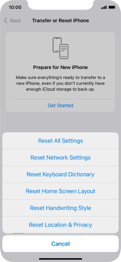 Press Reset All Settings.