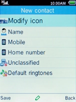 Select Name and press the Navigation key.
