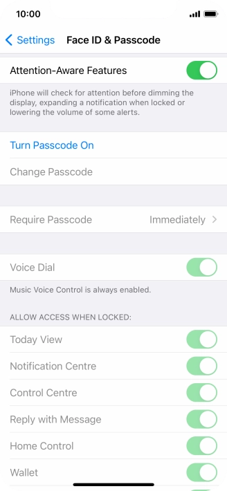 Press Turn Passcode On and key in a phone lock code of your own choice twice.