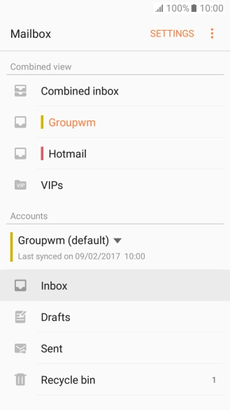 Press the required email account.