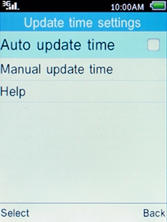 Select Auto update time and press the Left selection key.