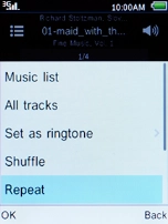 Select Repeat and press the Left selection key.