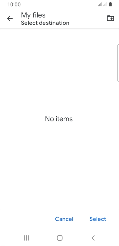 To create a new folder, press the new folder icon and follow the instructions on the screen to create a new folder.