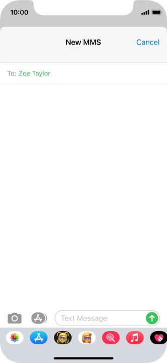 Press the text input field and write the text for your text message.