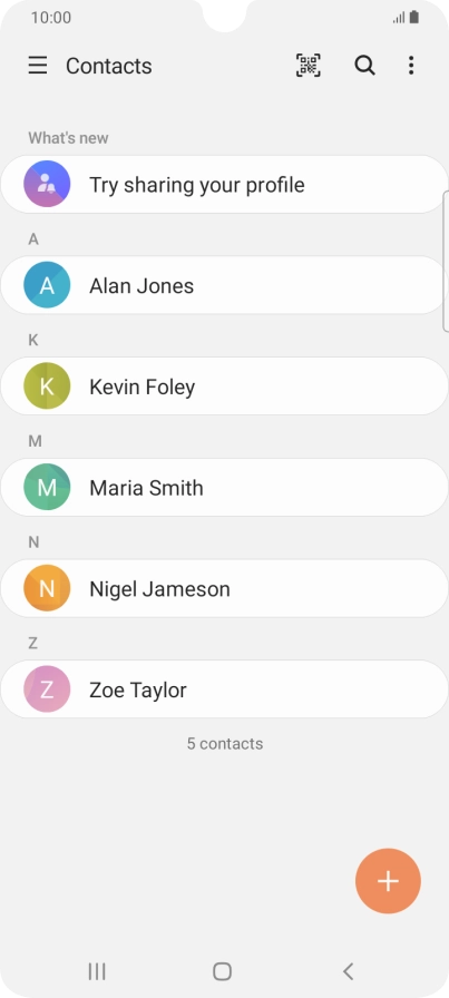 Press the required contact.