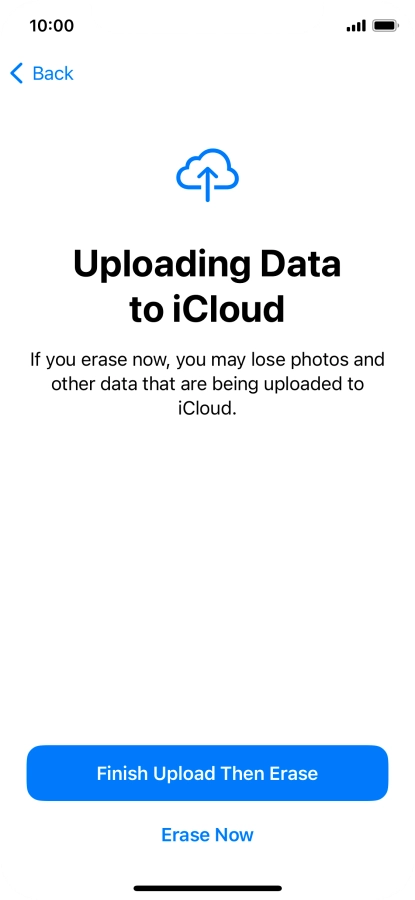 Press the required setting. Press the required setting.