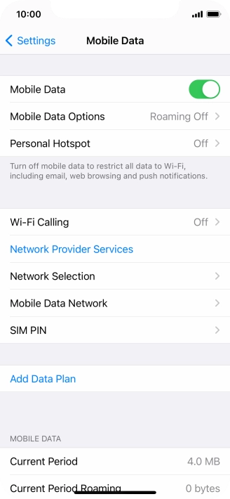 Press Add Data Plan.