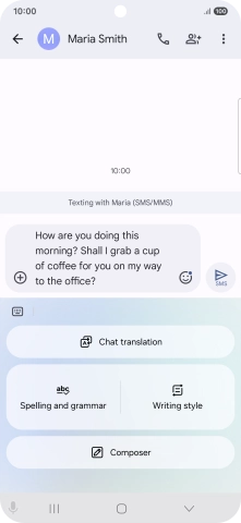To change the writing style of your text, press Writing style and follow the instructions on the screen to use the function.