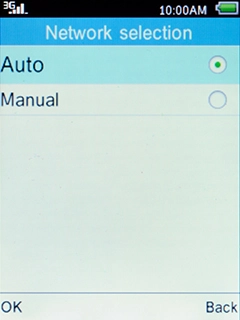 If you want to select a network automatically, select Auto and press the Left selection key.