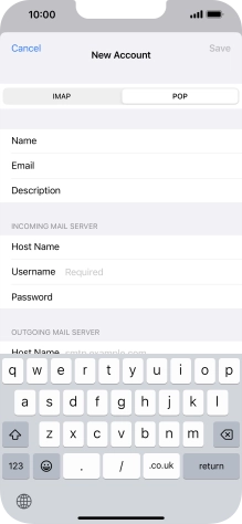 Press Username and key in the username for your email account.