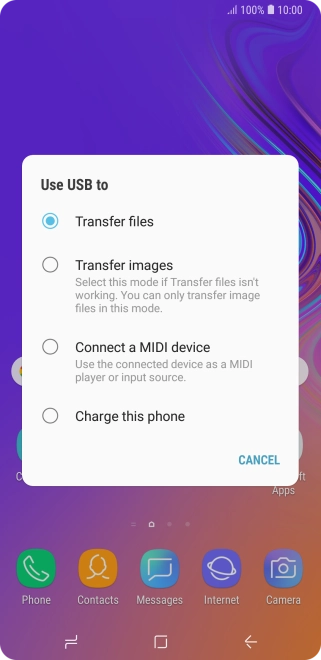 Press Transfer files to turn on the function.
