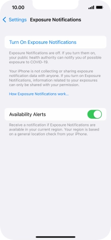 Press Turn On Exposure Notifications.