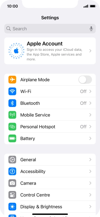 Press Apple Account.