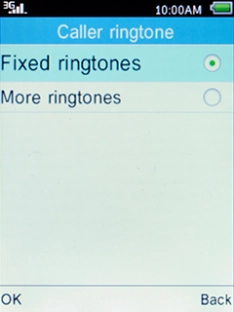 Select Fixed ringtones and press the Left selection key.