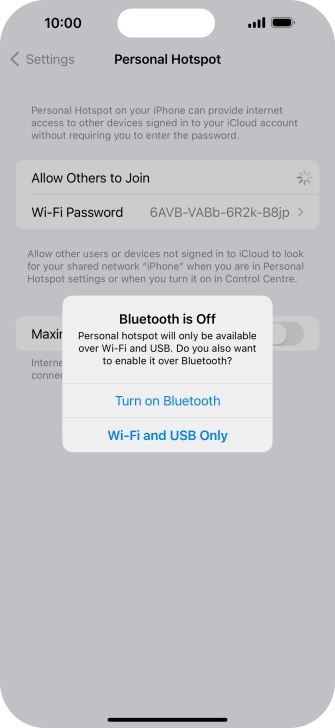 If Wi-Fi is turned on, press Wi-Fi and USB Only.