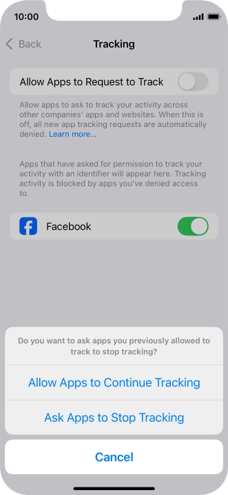 If you turn off the function, press the required setting.
