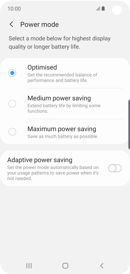 Press the required setting to turn on the function.