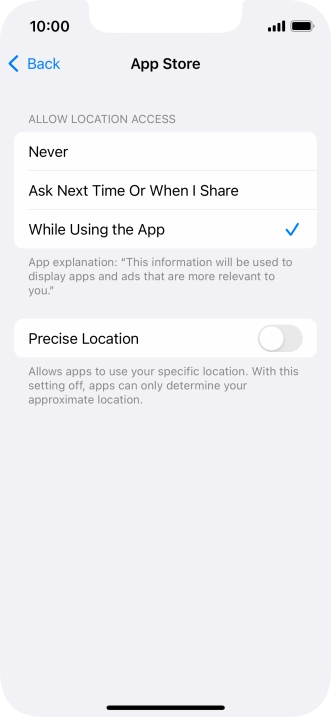Press the required setting to turn the function on or off. Press the required setting to turn the function on or off.