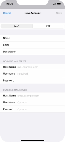Press Host Name and key in the name of your email provider's incoming server.