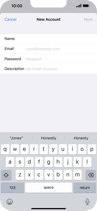 Press Email and key in your email address.