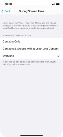 Press the required setting. Press the required setting.