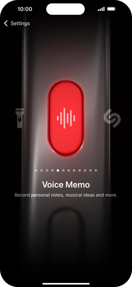 Slide your finger right or left on the screen to select the required function.