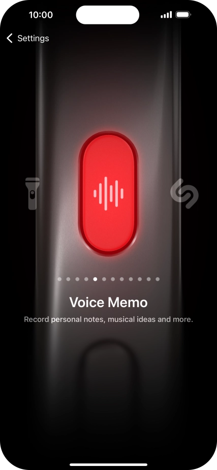 Slide your finger right or left on the screen to select the required function.