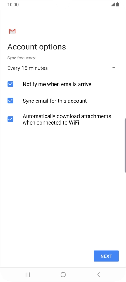 If this screen is displayed, you email account has been recognised and set up automatically. Follow the instructions on the screen to key in more information and finish setting up your phone.