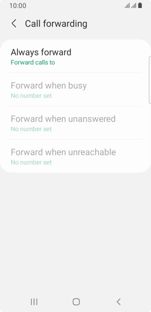 Press the required divert type.