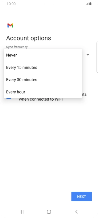 Press the required setting.