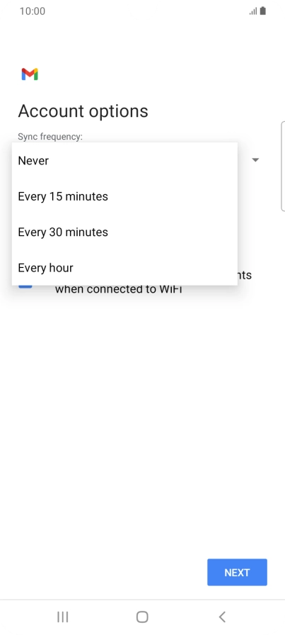 Press the required setting.