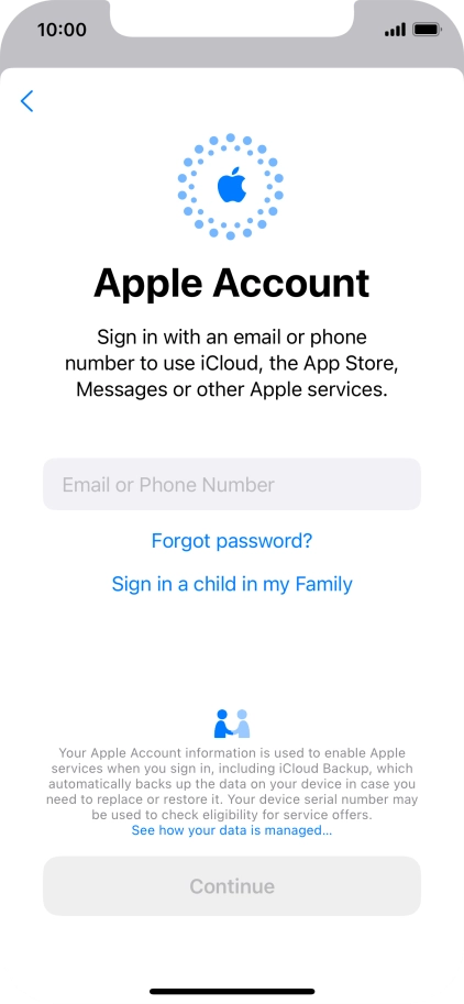 Press Email or Phone Number and key in the username for your Apple ID.