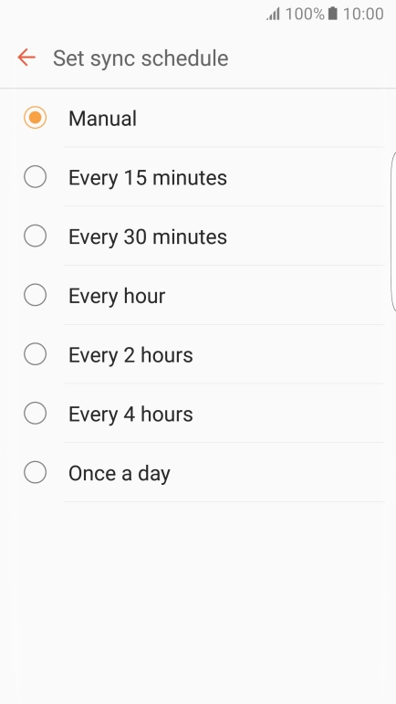 Press the required setting.